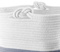 Set 2 Ceste Intrecciate In Corda Cesto Portabiancheria LItri  Pieghevole Cestino Grande XXL Con Manici Per Giochi Coperte Portaoggetti Organizer Contenitore Cameretta Bimbi  - Grigio