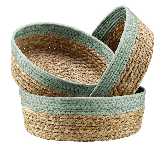 Set 3 Cestini In Corda Di Cotone e Paglia Portaoggetti Moderni Bicolore Design Elegante Contenitori Impilabili Organizzazione Cestino Bagno Porta Lavette Accessori Stoccaggio Organizer Casa  - LuandaSalvia