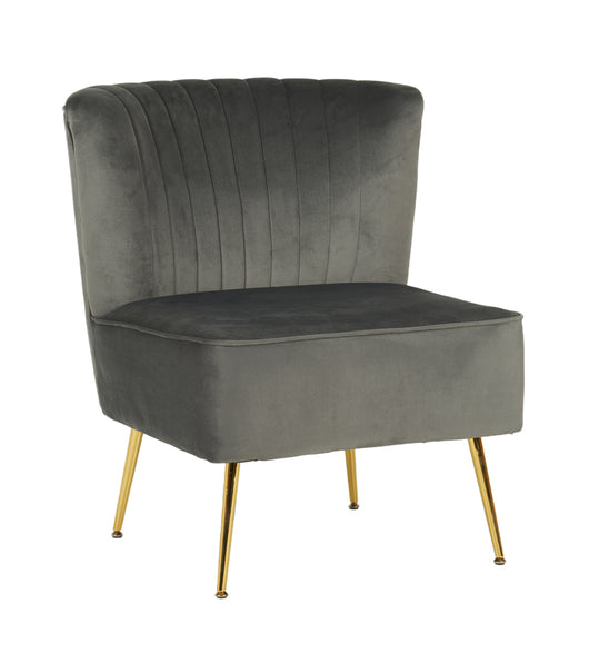 Poltrona Moderna Stile Scandinavo Comoda Rivestita In Velluto Poltroncina Da Camera Con Gambe Oro Sedia Per Ingresso Ufficio Casa Lavoro Divano Singolo Relax  - Grigio Scuro