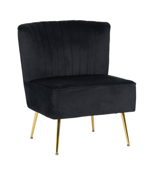 Poltrona Moderna Stile Scandinavo Comoda Rivestita In Velluto Poltroncina Da Camera Con Gambe Oro Sedia Per Ingresso Ufficio Casa Lavoro Divano Singolo Relax  - Nero