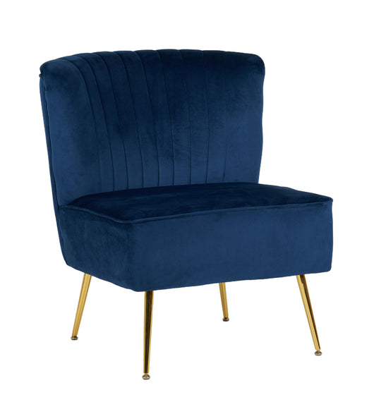 Poltrona Moderna Stile Scandinavo Comoda Rivestita In Velluto Poltroncina Da Camera Con Gambe Oro Sedia Per Ingresso Ufficio Casa Lavoro Divano Singolo Relax  - Blu