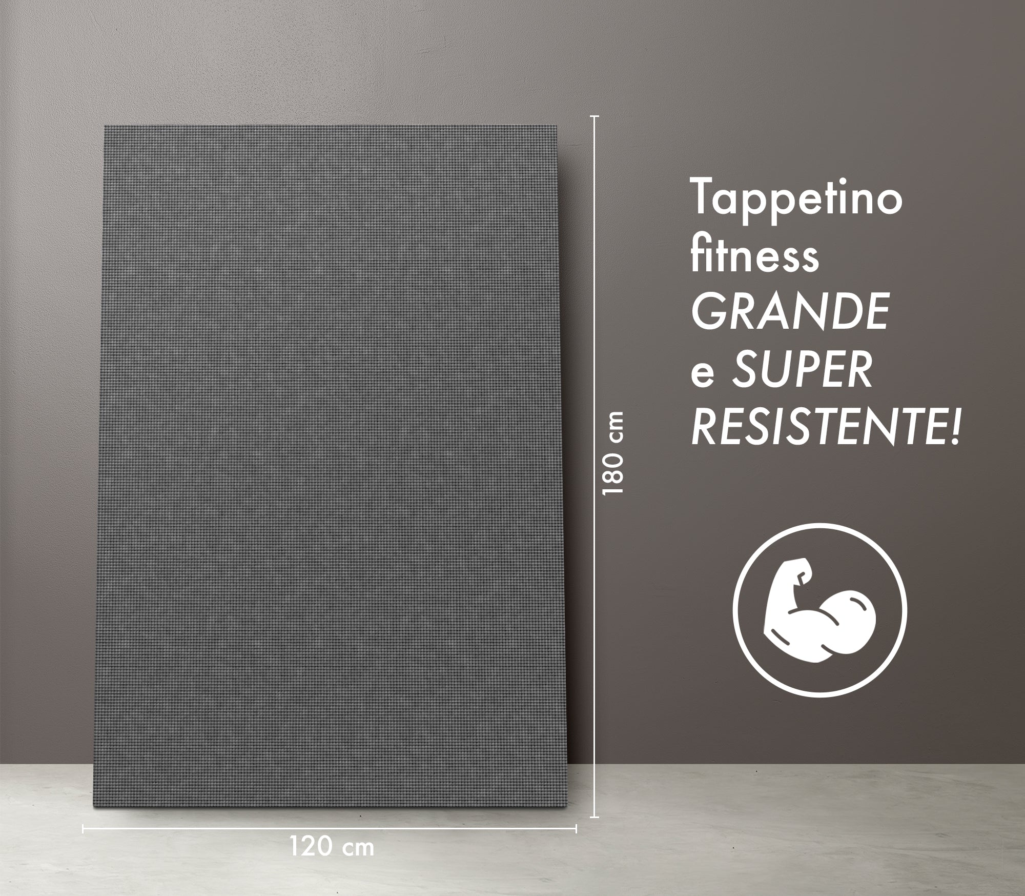 Tappeto Per Esercizi Grande Extra Large 120 x 180 Cm Antiscivolo Resistente Tappetino Allenamento Casa Palestra Materassino Fitness Pilates Yoga In Pvc Arrotolabile Facile Trasporto  - Grigio