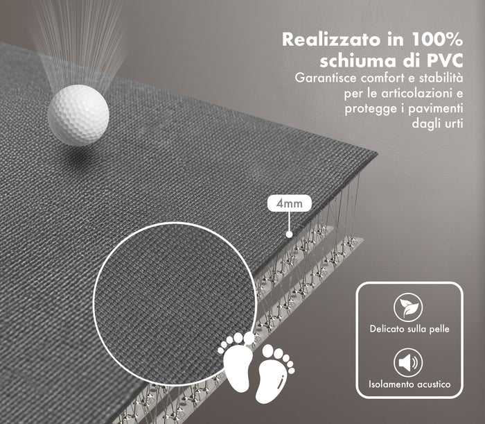 Tappeto Per Esercizi Grande Extra Large 120 x 180 Cm Antiscivolo Resistente Tappetino Allenamento Casa Palestra Materassino Fitness Pilates Yoga In Pvc Arrotolabile Facile Trasporto  - Grigio