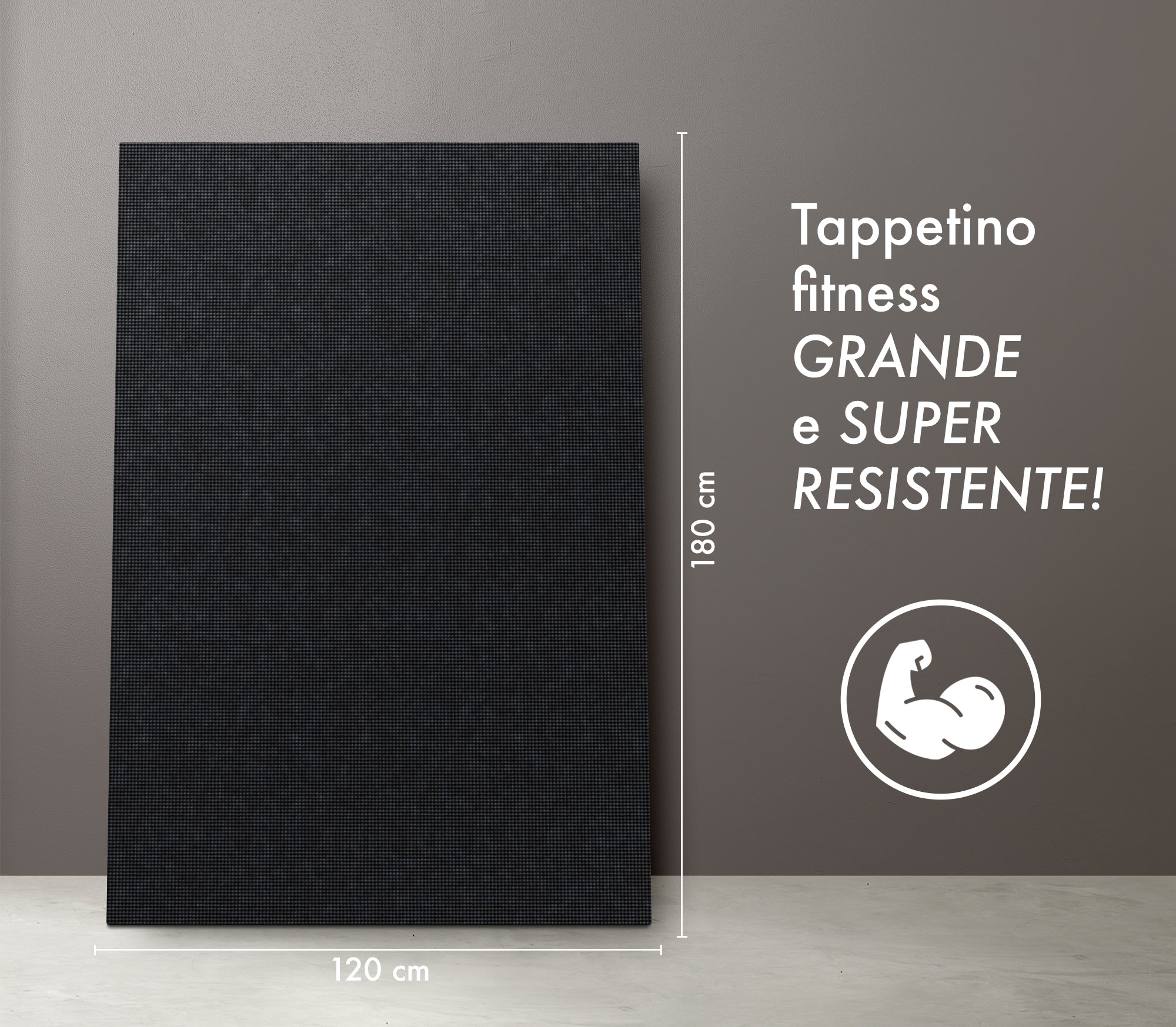 Tappeto Per Esercizi Grande Extra Large 120 x 180 Cm Antiscivolo Resistente Tappetino Allenamento Casa Palestra Materassino Fitness Pilates Yoga In Pvc Arrotolabile Facile Trasporto  - Nero
