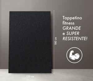 Tappeto Per Esercizi Grande Extra Large 120 x 180 Cm Antiscivolo Resistente Tappetino Allenamento Casa Palestra Materassino Fitness Pilates Yoga In Pvc Arrotolabile Facile Trasporto  - Nero