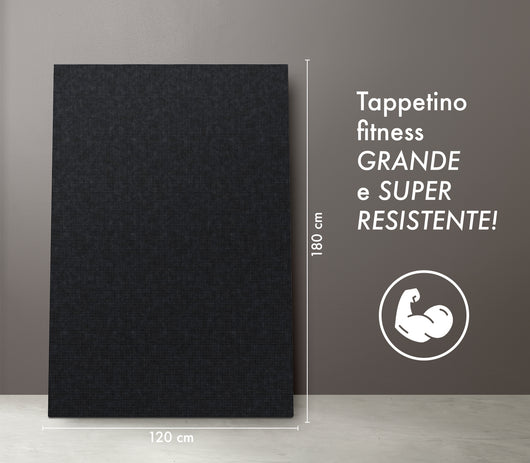 Tappeto Per Esercizi Grande Extra Large 120 x 180 Cm Antiscivolo Resistente Tappetino Allenamento Casa Palestra Materassino Fitness Pilates Yoga In Pvc Arrotolabile Facile Trasporto  - Nero