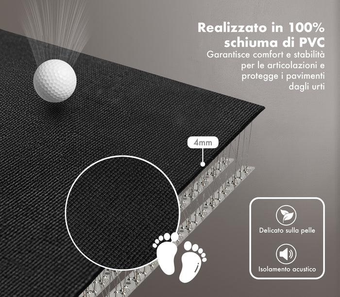 Tappeto Per Esercizi Grande Extra Large 120 x 180 Cm Antiscivolo Resistente Tappetino Allenamento Casa Palestra Materassino Fitness Pilates Yoga In Pvc Arrotolabile Facile Trasporto  - Nero