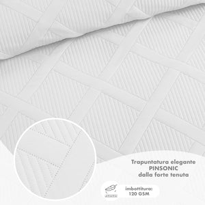 Copriletto Trapuntato Matrimoniale Elegante Trapuntino Lavorazione Intrecciata Due Piazze Trapunta Coperta Leggera Coperta Letto Leggera Primavera Estate  - Bianco