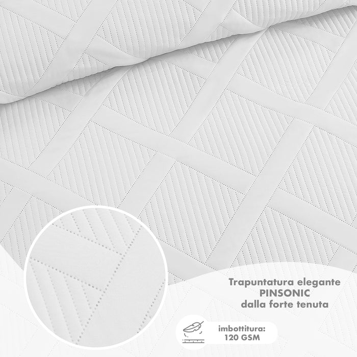 Copriletto Trapuntato Matrimoniale Elegante Trapuntino Lavorazione Intrecciata Due Piazze Trapunta Coperta Leggera Coperta Letto Leggera Primavera Estate  - Bianco