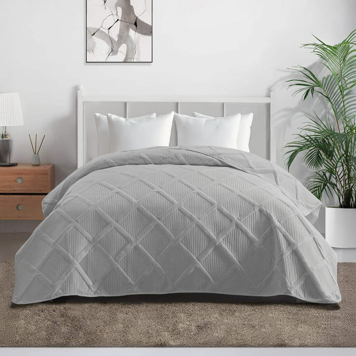 Copriletto Trapuntato Matrimoniale Elegante Trapuntino Lavorazione Intrecciata Due Piazze Trapunta Coperta Leggera Coperta Letto Leggera Primavera Estate  - Grigio