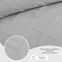 Copriletto Trapuntato Matrimoniale Elegante Trapuntino Lavorazione Intrecciata Due Piazze Trapunta Coperta Leggera Coperta Letto Leggera Primavera Estate  - Grigio
