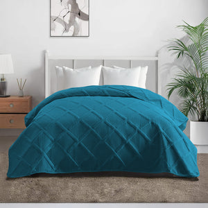 Copriletto Trapuntato Matrimoniale Elegante Trapuntino Lavorazione Intrecciata Due Piazze Trapunta Coperta Leggera Coperta Letto Leggera Primavera Estate  - Petrolio