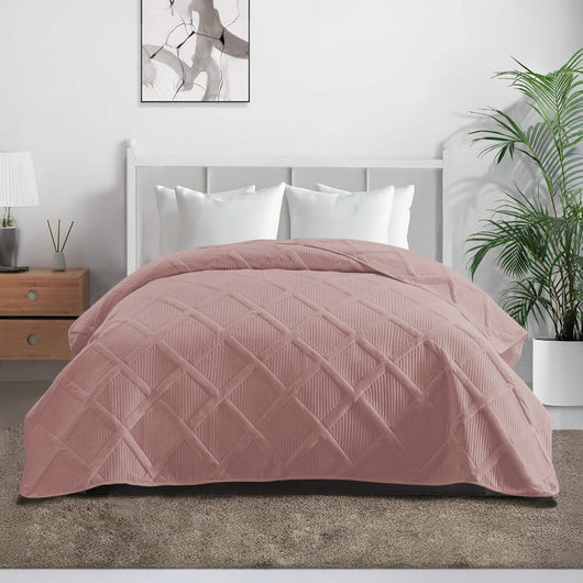 Copriletto Trapuntato Matrimoniale Elegante Trapuntino Lavorazione Intrecciata Due Piazze Trapunta Coperta Leggera Coperta Letto Leggera Primavera Estate  - Rosa