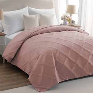 Copriletto Trapuntato Matrimoniale Elegante Trapuntino Lavorazione Intrecciata Due Piazze Trapunta Coperta Leggera Coperta Letto Leggera Primavera Estate  - Rosa