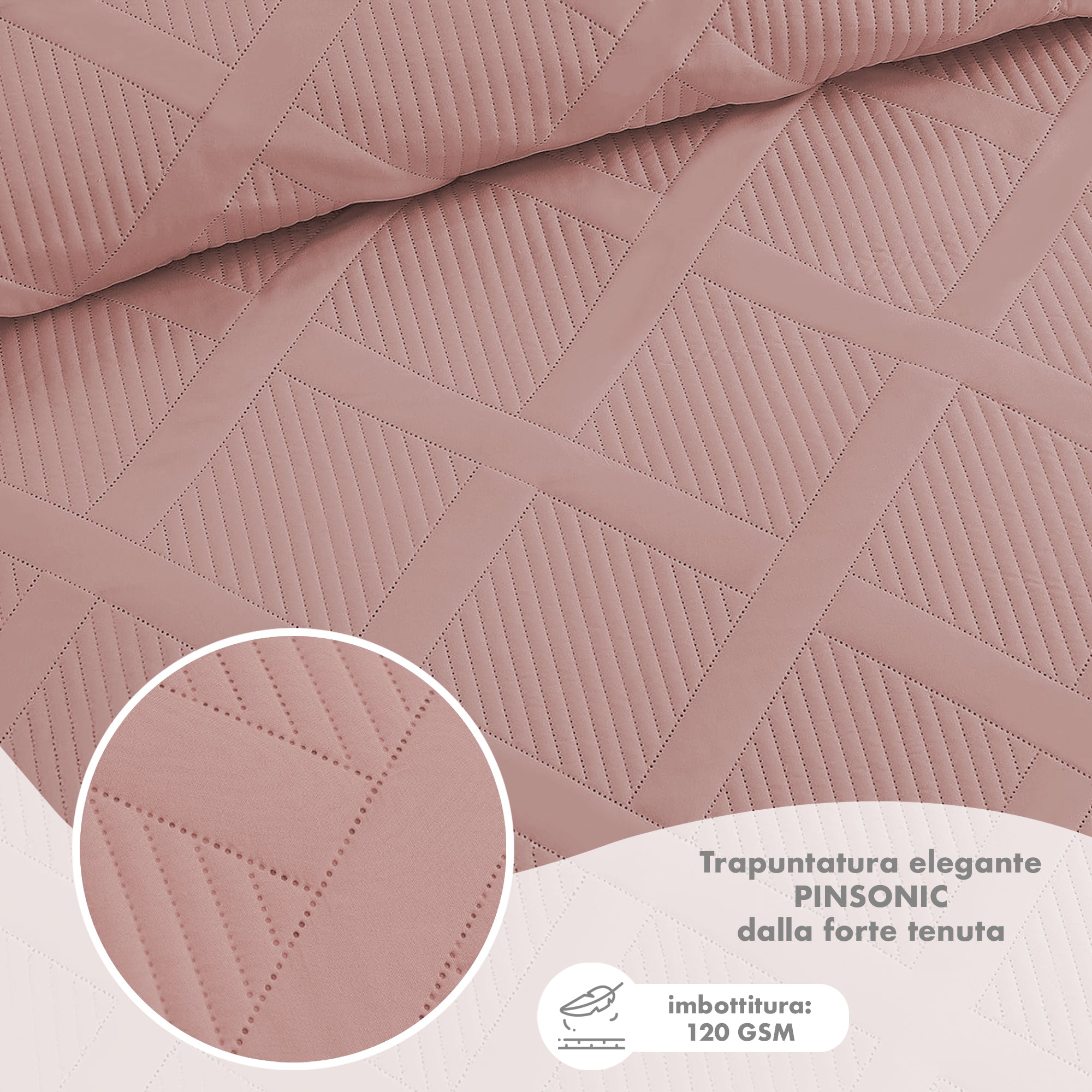 Copriletto Trapuntato Matrimoniale Elegante Trapuntino Lavorazione Intrecciata Due Piazze Trapunta Coperta Leggera Coperta Letto Leggera Primavera Estate  - Rosa