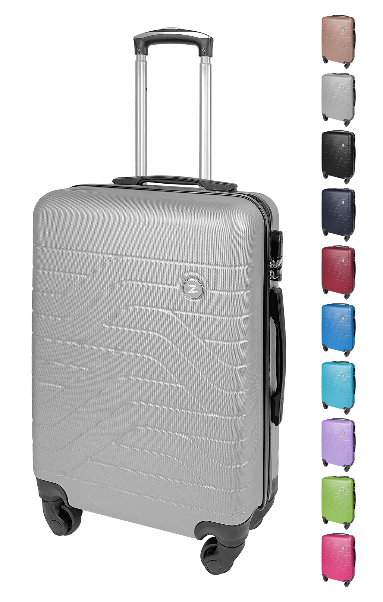 Trolley Bagaglio Mano Rigido 37x20x54.5 Piccolo Ultraleggero Valigia In Abs Con 4 Ruote Manico Chiusura Di Sicurezza Per Compagnie Low Cost Economy Zaino Da Viaggio  - Argento