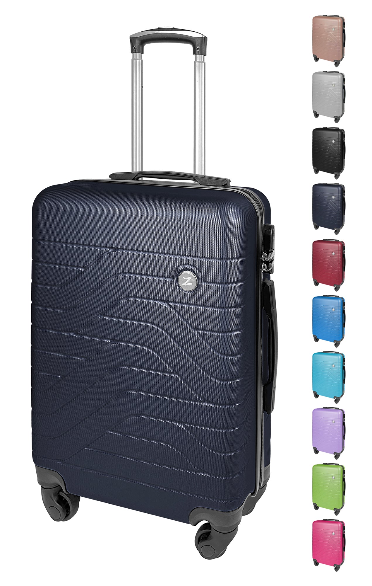 Trolley Bagaglio Mano Rigido 37x20x54.5 Piccolo Ultraleggero Valigia In Abs Con 4 Ruote Manico Chiusura Di Sicurezza Per Compagnie Low Cost Economy Zaino Da Viaggio  - Blu Navy