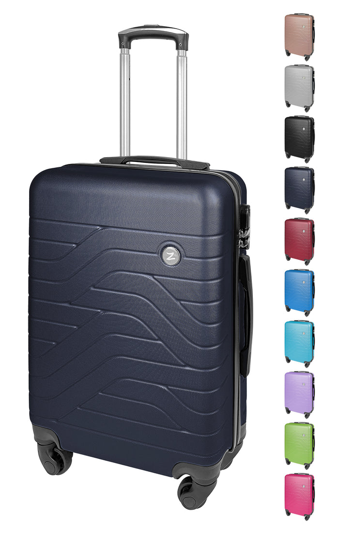 Trolley Bagaglio Mano Rigido 37x20x54.5 Piccolo Ultraleggero Valigia In Abs Con 4 Ruote Manico Chiusura Di Sicurezza Per Compagnie Low Cost Economy Zaino Da Viaggio  - Blu Navy