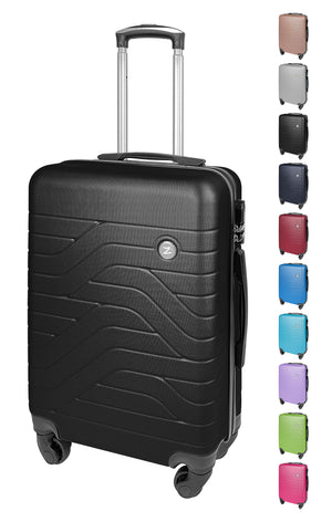 Trolley Bagaglio Mano Rigido 37x20x54.5 Piccolo Ultraleggero Valigia In Abs Con 4 Ruote Manico Chiusura Di Sicurezza Per Compagnie Low Cost Economy Zaino Da Viaggio  - Nero