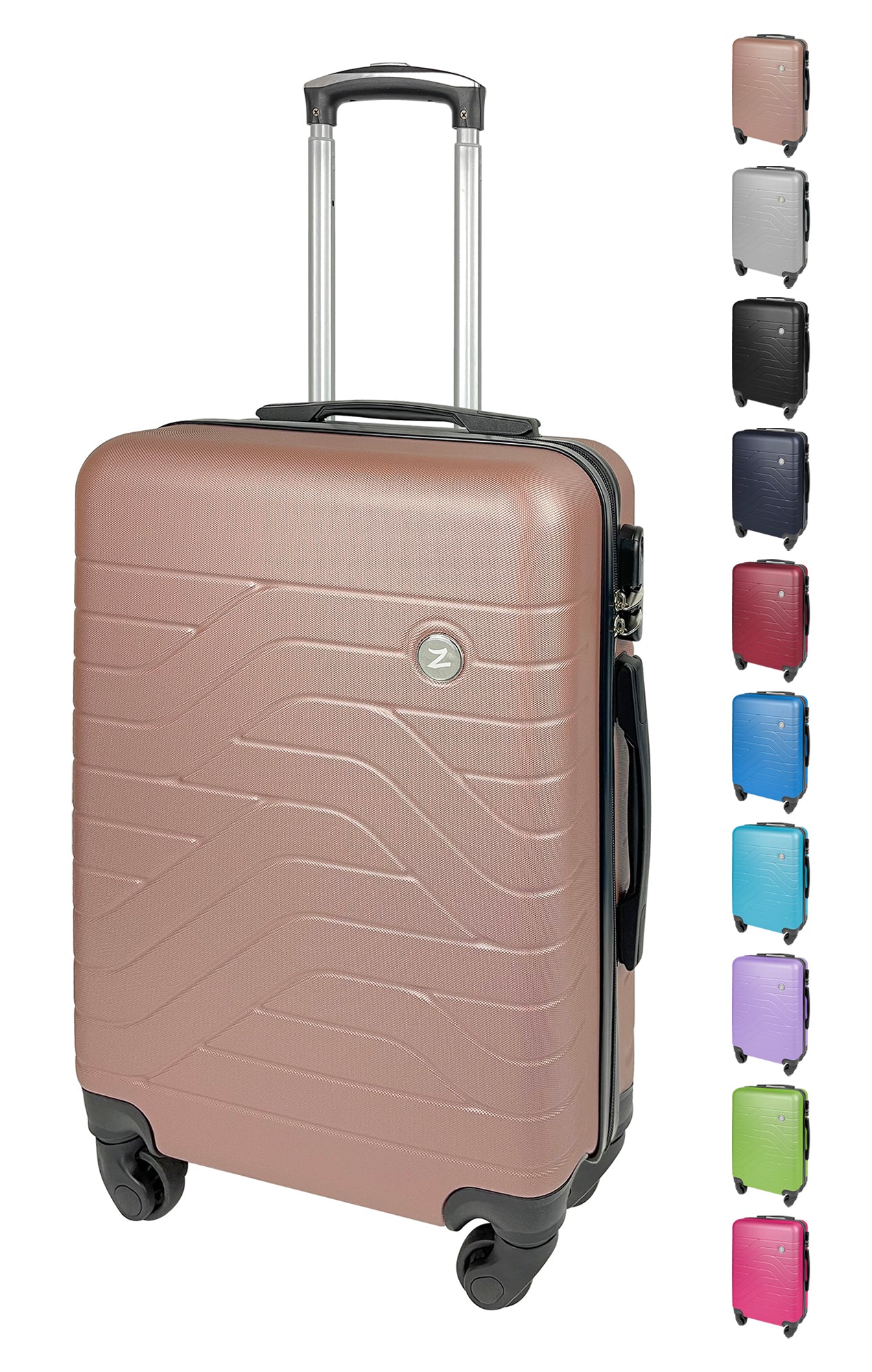 Trolley Bagaglio Mano Rigido 37x20x54.5 Piccolo Ultraleggero Valigia In Abs Con 4 Ruote Manico Chiusura Di Sicurezza Per Compagnie Low Cost Economy Zaino Da Viaggio  - Oro Rosa
