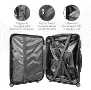 Trolley Bagaglio Mano Rigido 37x20x54.5 Piccolo Ultraleggero Valigia In Abs Con 4 Ruote Manico Chiusura Di Sicurezza Per Compagnie Low Cost Economy Zaino Da Viaggio  - Turchese