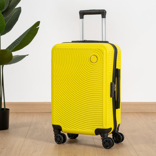 Trolley Bagaglio Mano Rigido 54x33x22 Piccolo Ultraleggero Valigia In Abs Con 4 Ruote Rimovibili Manico Chiusura Di Sicurezza Per Compagnie Low Cost Economy Zaino Da Viaggio Giallo