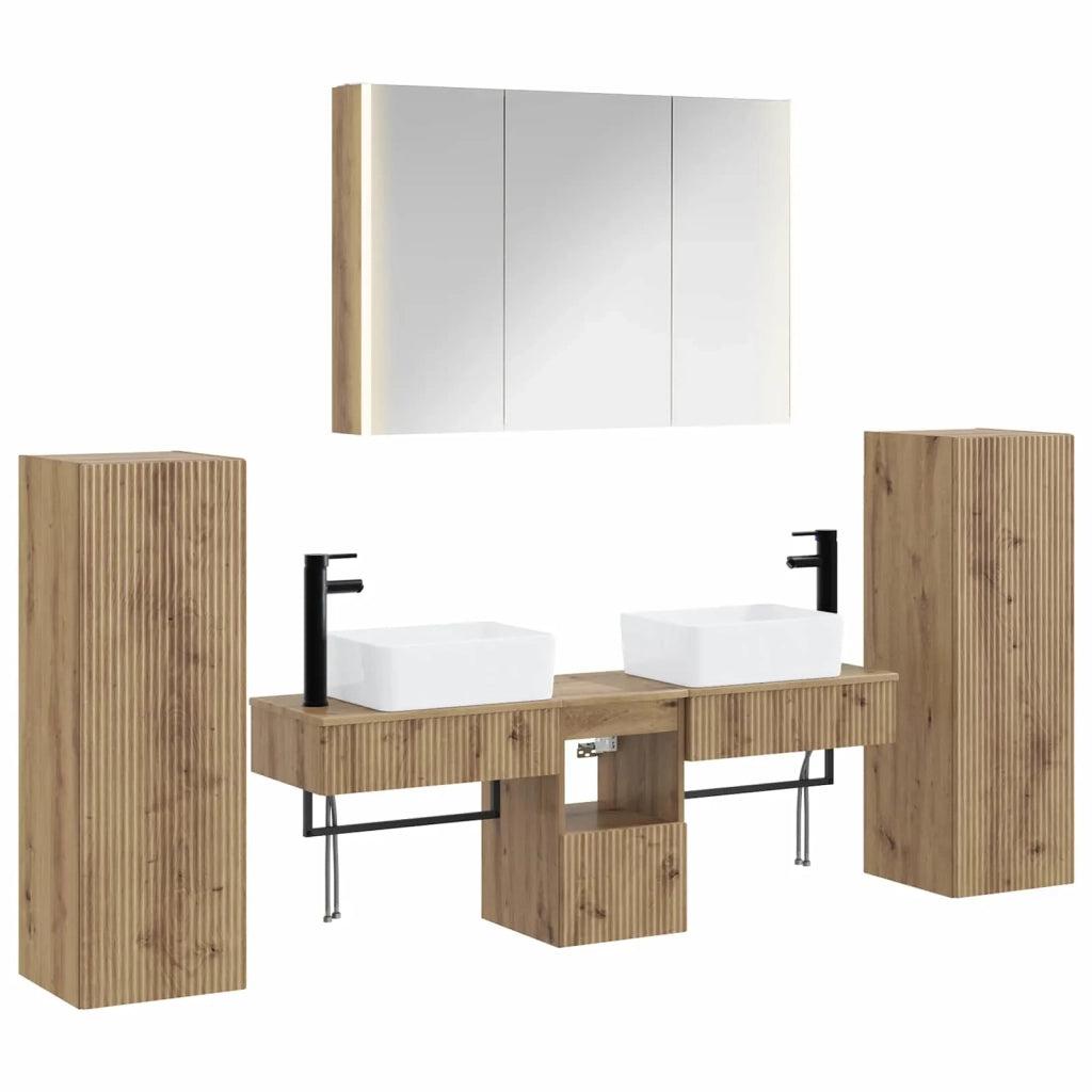 Set di mobili per il bagno 6 pcs Rovere Artigianale 3407142