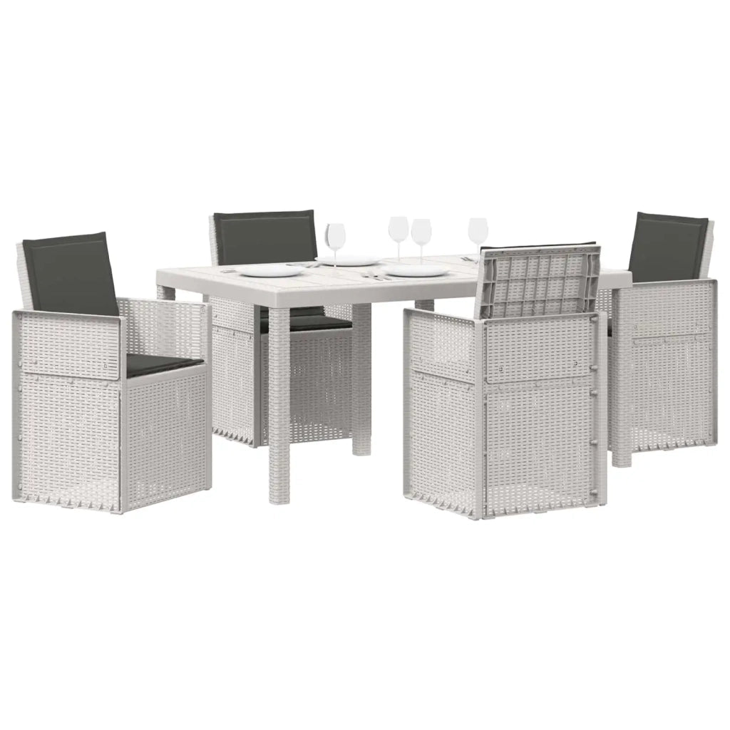 Set da Pranzo per Giardino 5 pcs Bianco e Antracite PP 3430064