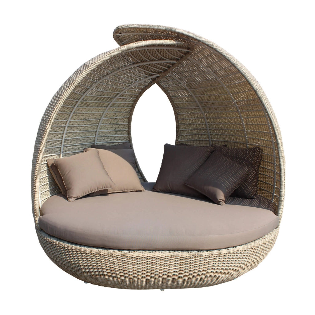 Divano Rotondo da esterno con cuscini in Wicker Alluminio cm 210x180x192 - DOMINIC