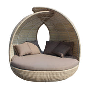 Divano Rotondo da esterno con cuscini in Wicker Alluminio cm 210x180x192 - DOMINIC