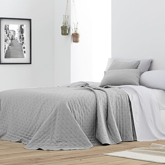 Trapuntino Matrimoniale In Velluto Morbido Primaverile Copriletto Trapunta Leggera Coperta Estiva Elegante Due Piazze Prodotto Italiano Matrimoniale - Grigio perla