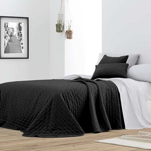 Trapuntino Matrimoniale In Velluto Morbido Primaverile Copriletto Trapunta Leggera Coperta Estiva Elegante Due Piazze Prodotto Italiano Matrimoniale - Nero