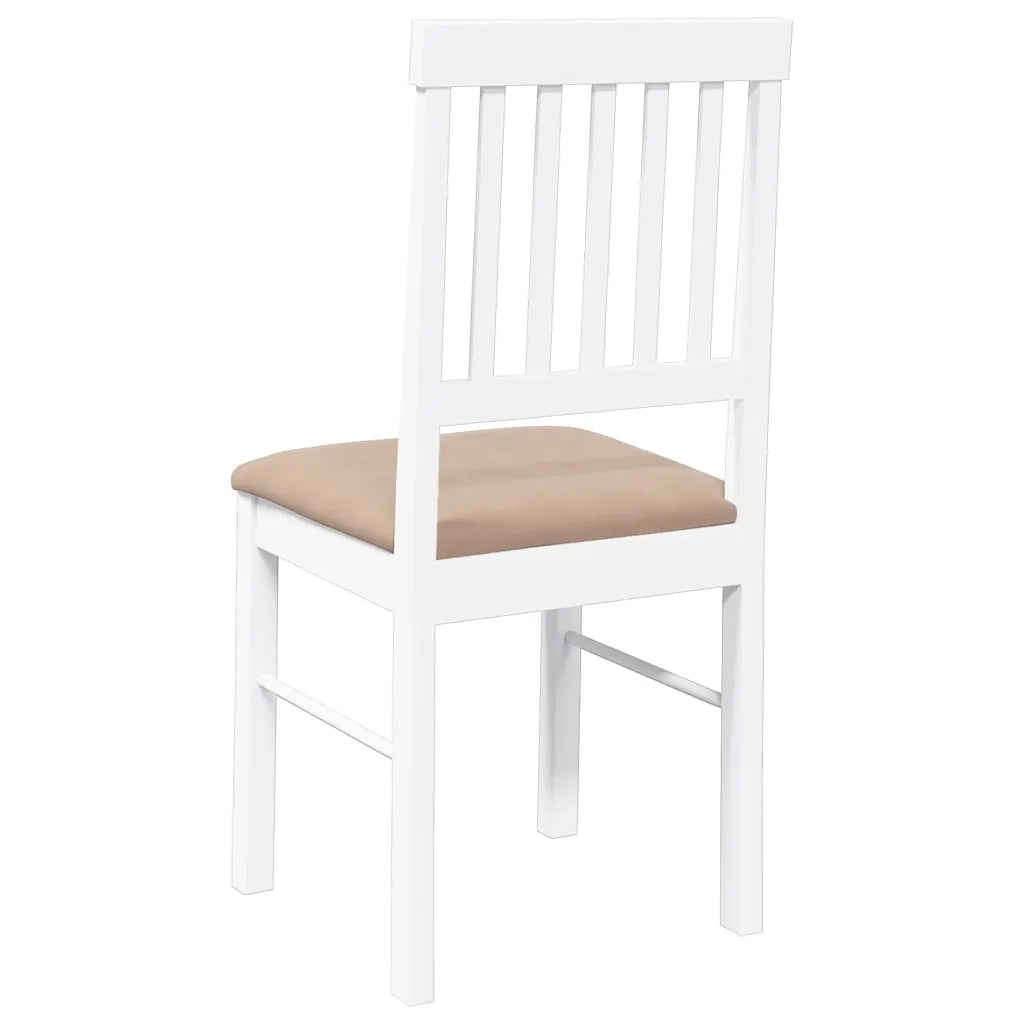 Sedie da Pranzo con Cuscini 2 pz | Sedie da cucina Bianco Legno Massello di Hevea