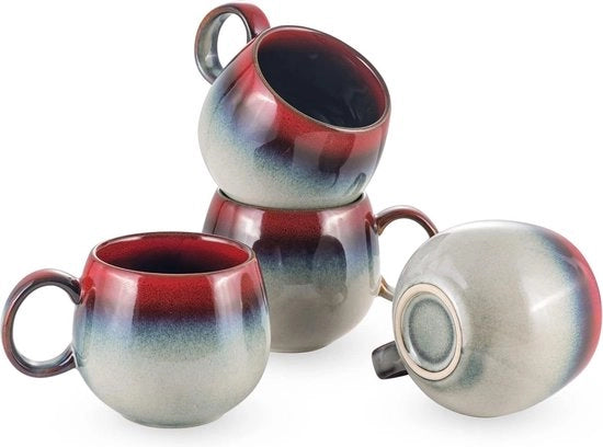 Set di caffè in porcellana, tazze in porcellana, servizio, tazza per tè, caffè, latte, 600 ml, servizio per 4 persone