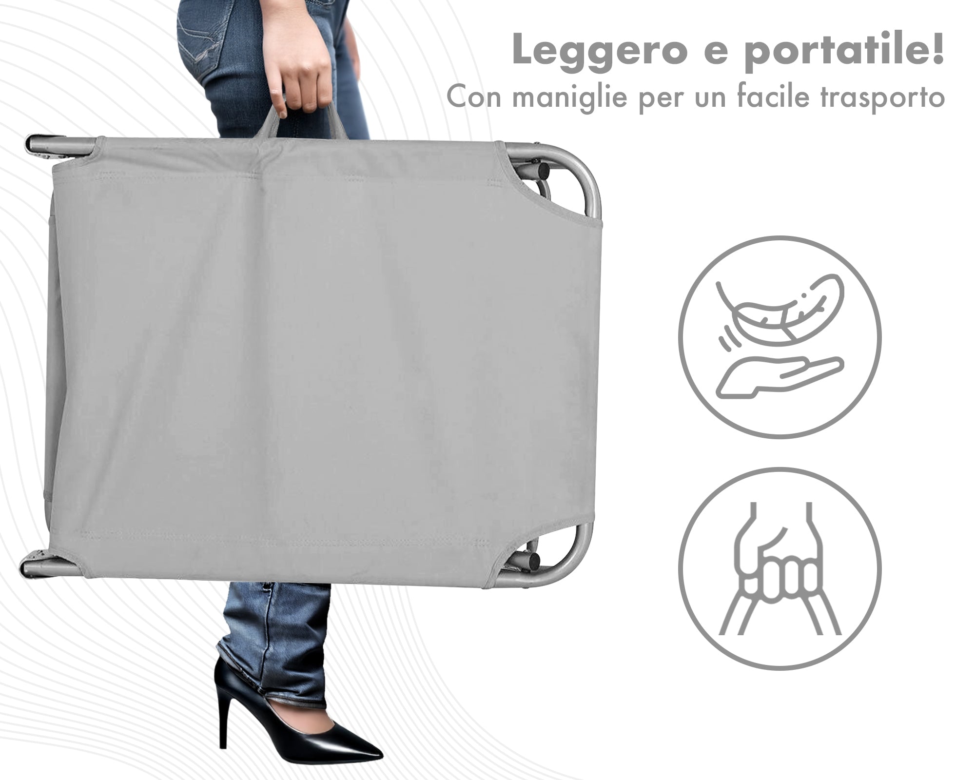 Coppia Set 2 Pezzi Lettino Prendisole Struttura In Alluminio Anodizzato Schienale Regolabile Impermeabile Resistente Raggi Uv Pieghevole Professionale Tessuto Textilene - Grigio