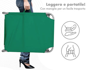 Coppia Set 2 Pezzi Lettino Prendisole Struttura In Alluminio Anodizzato Schienale Regolabile Impermeabile Resistente Raggi Uv Pieghevole Professionale Tessuto Textilene - Petrolio
