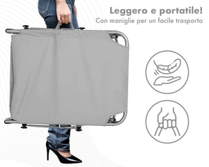 Coppia Set 2 Pezzi Lettino Malta Prendisole Con Tettino Parasole Struttura In Alluminio Anodizzato Schienale Regolabile Pieghevole Professionale Tessuto Textilene - Grigio