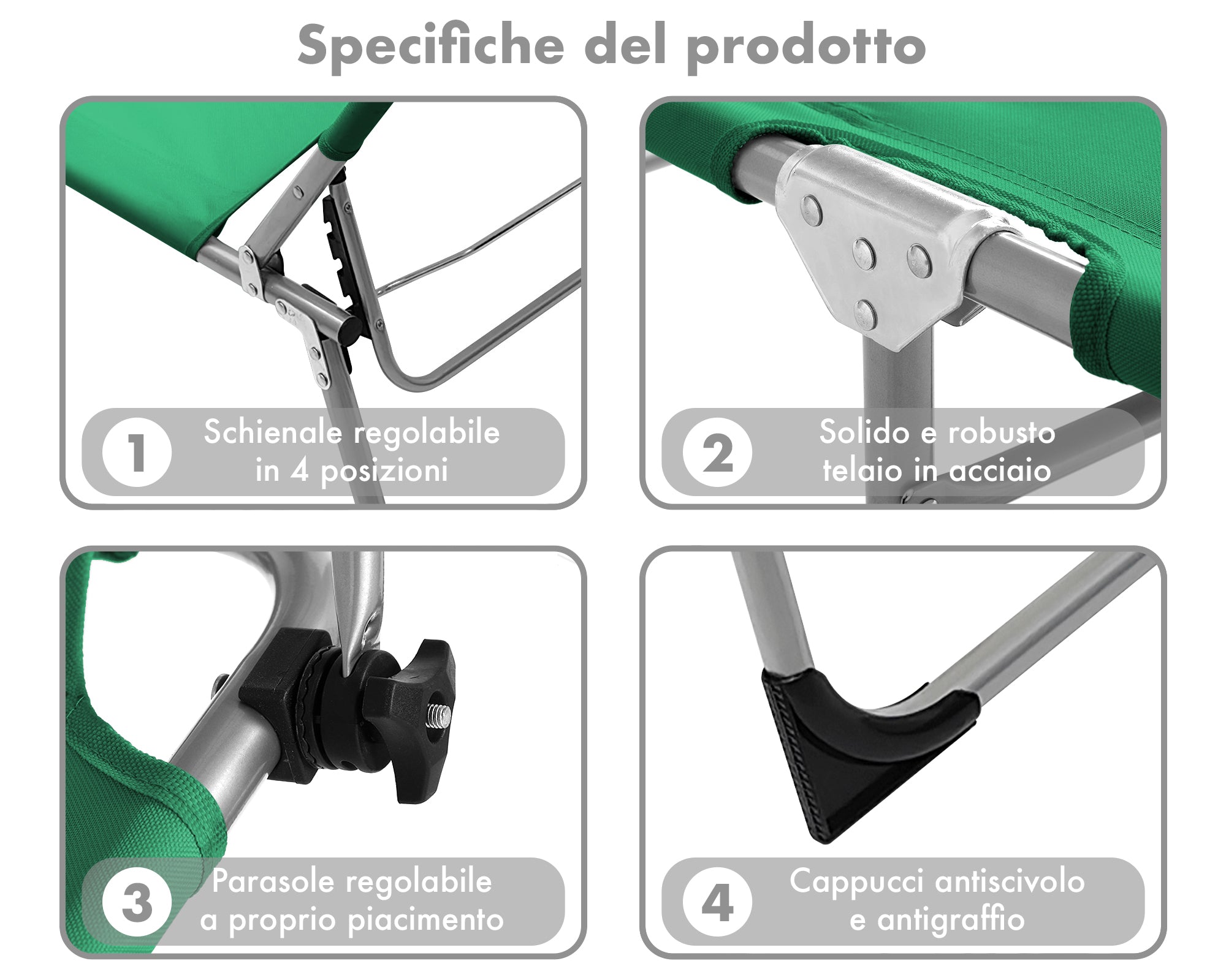 Coppia Set 2 Pezzi Lettino Malta Prendisole Con Tettino Parasole Struttura In Alluminio Anodizzato Schienale Regolabile Pieghevole Professionale Tessuto Textilene - Petrolio