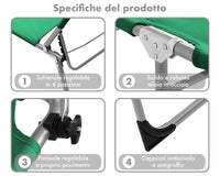 Coppia Set 2 Pezzi Lettino Malta Prendisole Con Tettino Parasole Struttura In Alluminio Anodizzato Schienale Regolabile Pieghevole Professionale Tessuto Textilene - Petrolio
