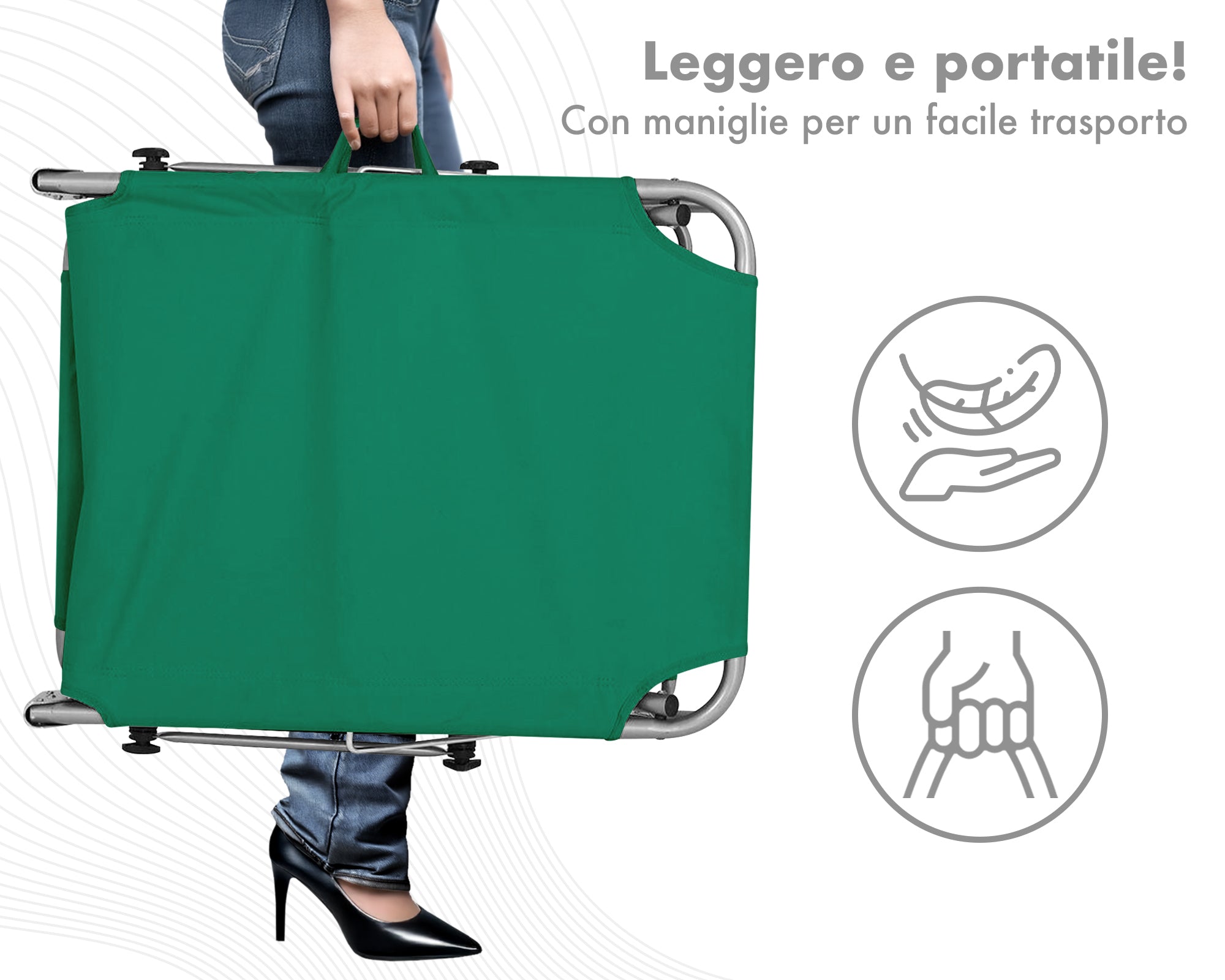 Coppia Set 2 Pezzi Lettino Malta Prendisole Con Tettino Parasole Struttura In Alluminio Anodizzato Schienale Regolabile Pieghevole Professionale Tessuto Textilene - Petrolio