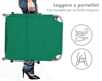 Coppia Set 2 Pezzi Lettino Malta Prendisole Con Tettino Parasole Struttura In Alluminio Anodizzato Schienale Regolabile Pieghevole Professionale Tessuto Textilene - Petrolio