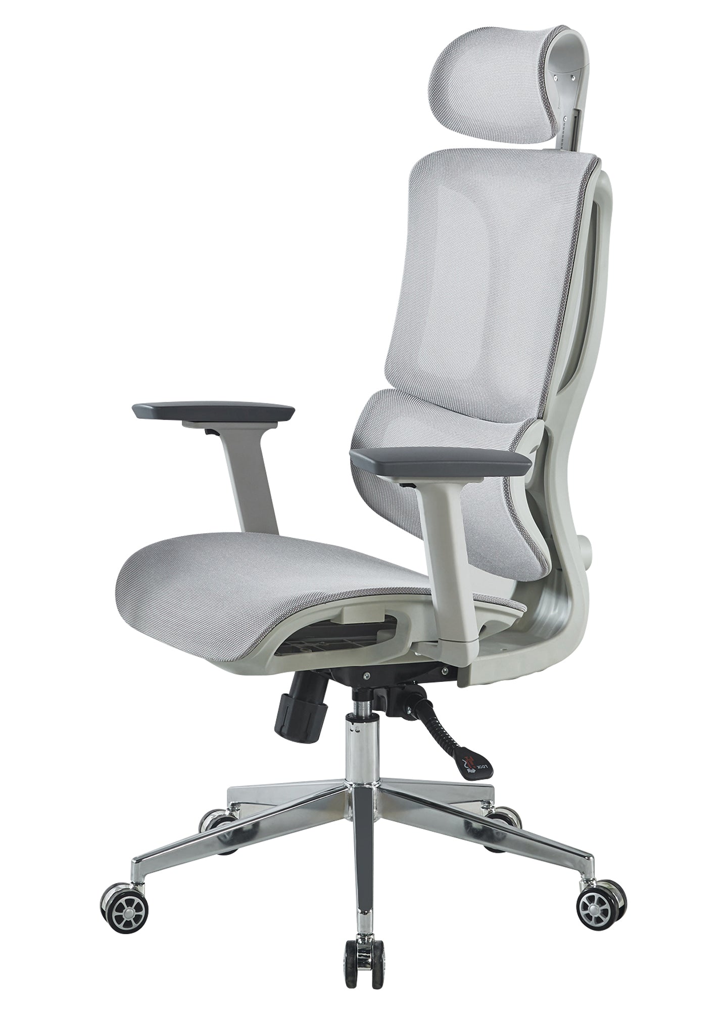 Sedia Da Ufficio Elegante Poltrona Direzionale Ergonomica Design Moderno Colore Nero Rivestimento Ecopelle Base Cromata Ruote Silenzione Seduta Scrivania Sala Riunioni Schienale Alto - Grigio