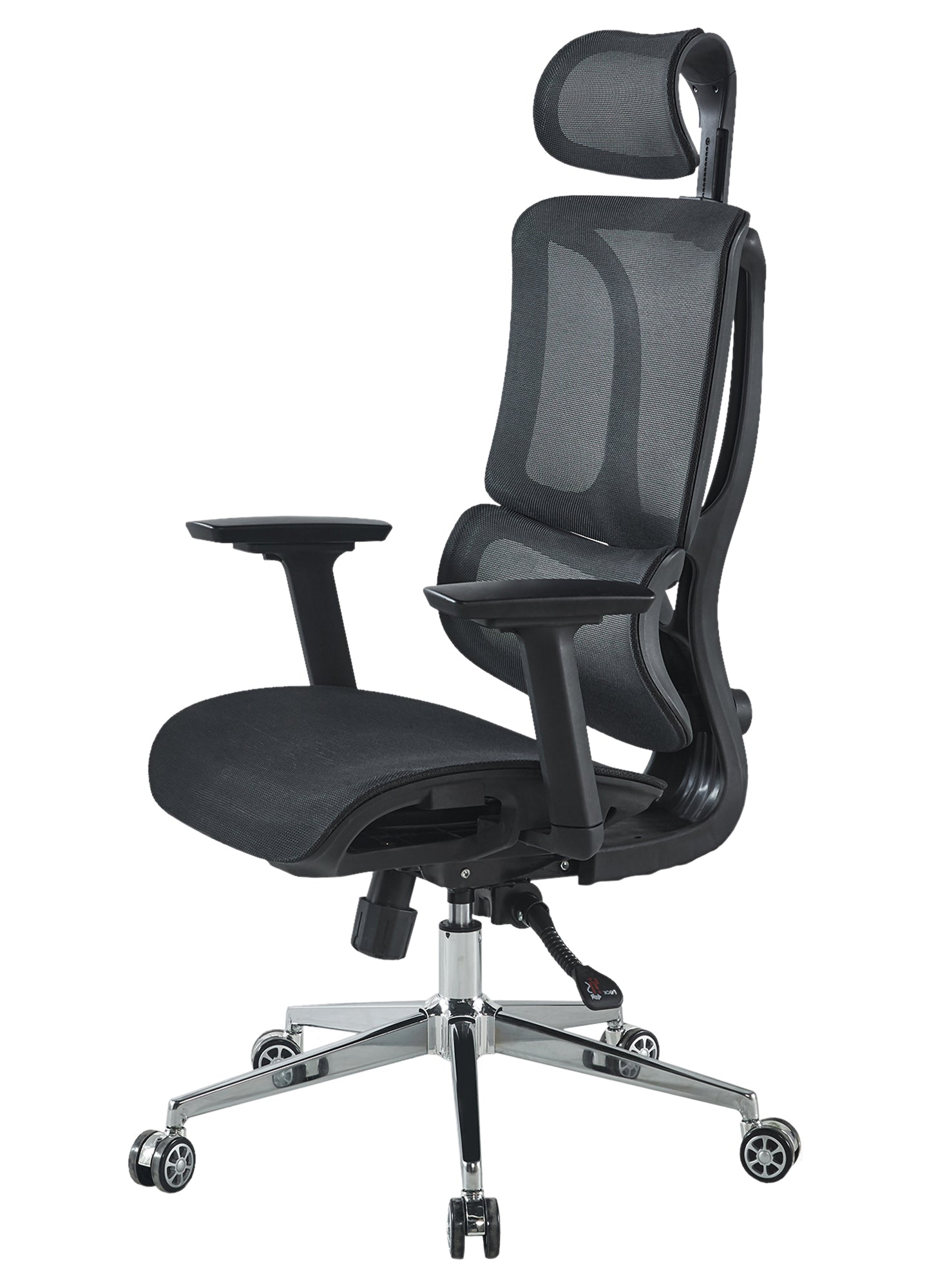 Sedia Da Ufficio Elegante Poltrona Direzionale Ergonomica Design Moderno Colore Nero Rivestimento Ecopelle Base Cromata Ruote Silenzione Seduta Scrivania Sala Riunioni Schienale Alto - Nero