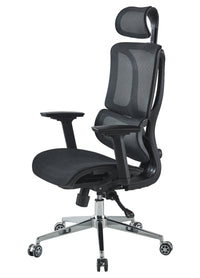 Sedia Da Ufficio Elegante Poltrona Direzionale Ergonomica Design Moderno Colore Nero Rivestimento Ecopelle Base Cromata Ruote Silenzione Seduta Scrivania Sala Riunioni Schienale Alto - Nero