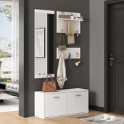 GUARDAROBA Set da 4 pezzi 90x30x41,5 cm con specchio e scarpiera Bianco