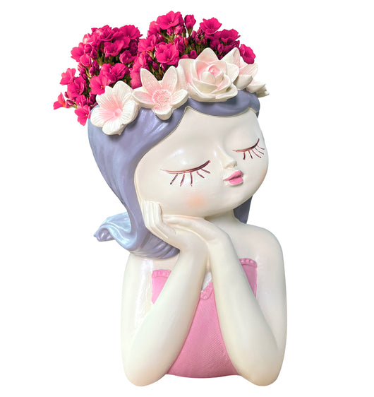 Vaso Decorativo Con Volto Viso Vasetto Per Piantine Da Interno Faccia Statuetta Testa Soprammobile Moderno Dipinto A Mano - BambinaRaissa