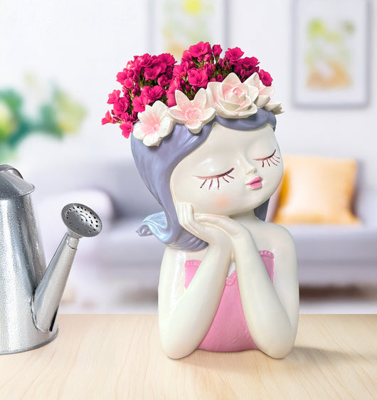 Vaso Decorativo Con Volto Viso Vasetto Per Piantine Da Interno Faccia Statuetta Testa Soprammobile Moderno Dipinto A Mano - BambinaRaissa