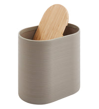 Set Completo Accessori Bagno 6 Pezzi Design Moderno In Plastica e Bambù Incluso Cestino Pattumiera,Dispenser Sapone, PortaSaponetta, Porta Spazzolini - Caffe