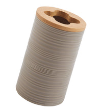 Set Completo Accessori Bagno 6 Pezzi Design Moderno In Plastica e Bambù Incluso Cestino Pattumiera,Dispenser Sapone, PortaSaponetta, Porta Spazzolini - Caffe