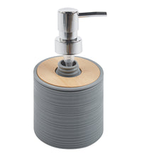 Set Completo Accessori Bagno 6 Pezzi Design Moderno In Plastica e Bambù Incluso Cestino Pattumiera,Dispenser Sapone, PortaSaponetta, Porta Spazzolini - Grigio